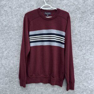 Brooks Brothers Men's Pullover Collegiate Sweater XL Merino Wool Burgundy Stripe